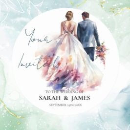 Adesivo Redondo Vinheta de Casamento Rustic Rosa floral