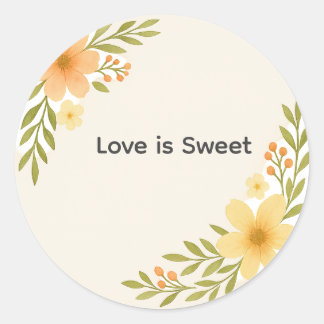 Adesivo Redondo Vinheta de Casamento Rustic Wildflower Round
