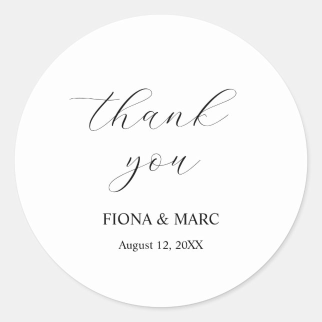 Adesivo Redondo Vinheta de casamento simples e elegante (Frente)