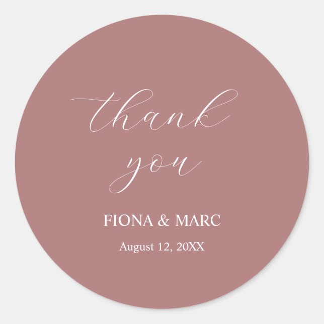 Adesivo Redondo Vinheta de casamento simples e elegante (Frente)