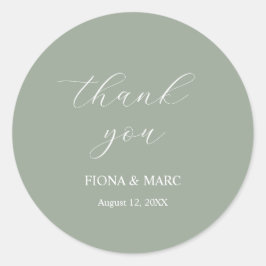 Adesivo Redondo Vinheta de casamento simples para caligrafia verde