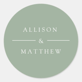 Adesivo Redondo vinheta de casamento verde elegante de verão