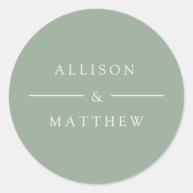 Adesivo Redondo vinheta de casamento verde elegante de verão (Frente)