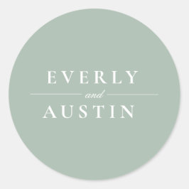 Adesivo Redondo Vinheta de Casamento Verde Escovado