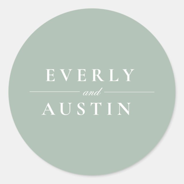 Adesivo Redondo Vinheta de Casamento Verde Escovado (Frente)