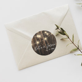 Adesivo Redondo Vinheta de Casas de Madeira Rustic