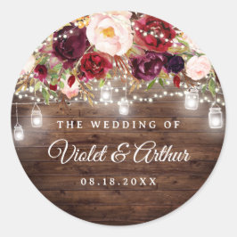 Adesivo Redondo Vinheta de Casas Rustic Burgundy