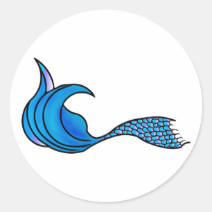 Adesivo Redondo Vinheta de cauda de sereia azul