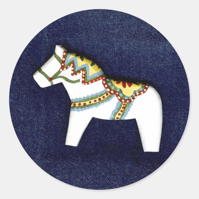 Adesivo Redondo Vinheta de Cavalo Branco (Frente)