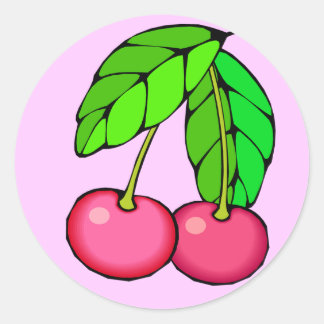 Adesivo Redondo Vinheta de cereja (PINK)