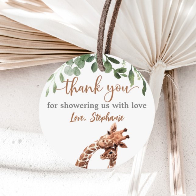 Adesivo Redondo Vinheta de chá de fraldas Giraffe (Criador carregado)