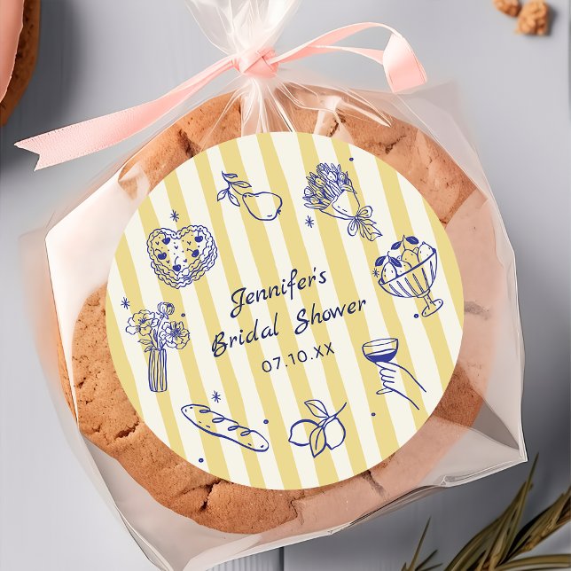 Adesivo Redondo Vinheta de Chá de panela de Limão Desenhada à Mão  (Criador carregado)