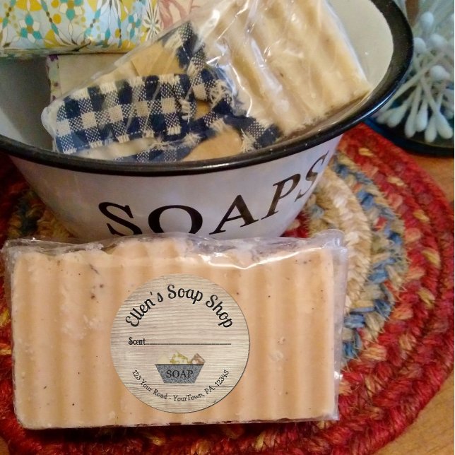 Adesivo Redondo Vinheta de cheiro do produto de sabão de estilo co (Criador carregado)