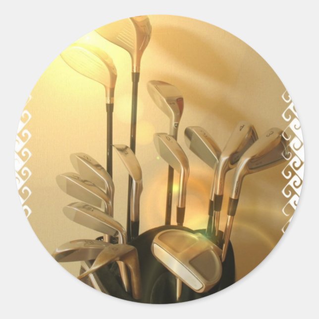 Adesivo Redondo Vinheta de Clusters de Golfe (Frente)