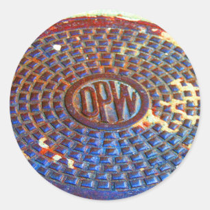 Adesivo Redondo Vinheta de Cobrir do Manhole DPW NYC