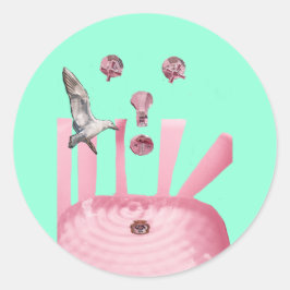 Adesivo Redondo Vinheta de Colagem de Seagull Incrível