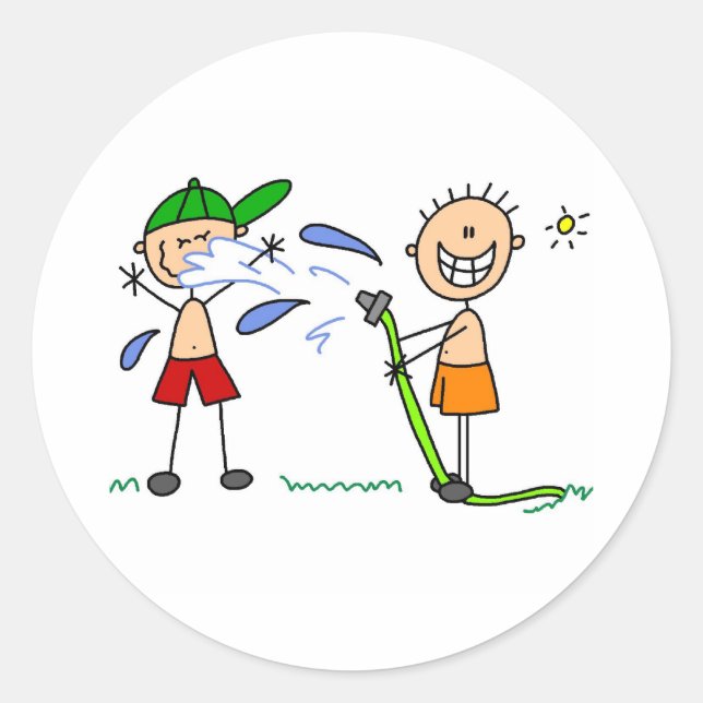 Adesivo Redondo Vinheta de combate da mangueira de verão (Frente)