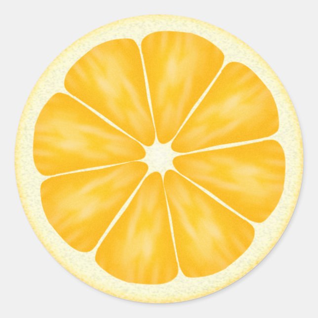 Adesivo Redondo Vinheta de comida de corte laranja (Frente)
