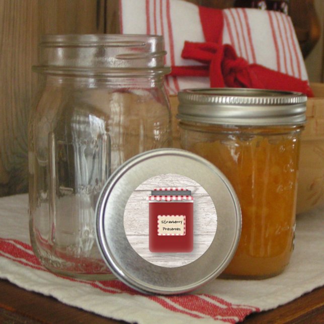 Adesivo Redondo Vinheta de Conservas de Morango (Criador carregado)