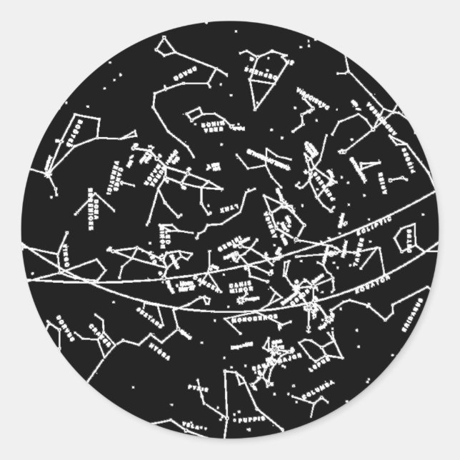 Adesivo Redondo Vinheta de constelação (Frente)