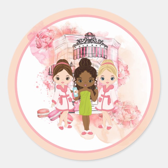 Adesivo Redondo Vinheta de Convite Spa Afro-Americano (Frente)