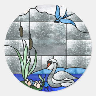 Adesivo Redondo Vinheta de Convite Swan Lake