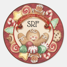Adesivo Redondo Vinheta de Cookies de Natal