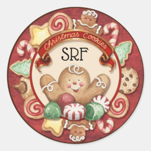 Adesivo Redondo Vinheta de Cookies de Natal