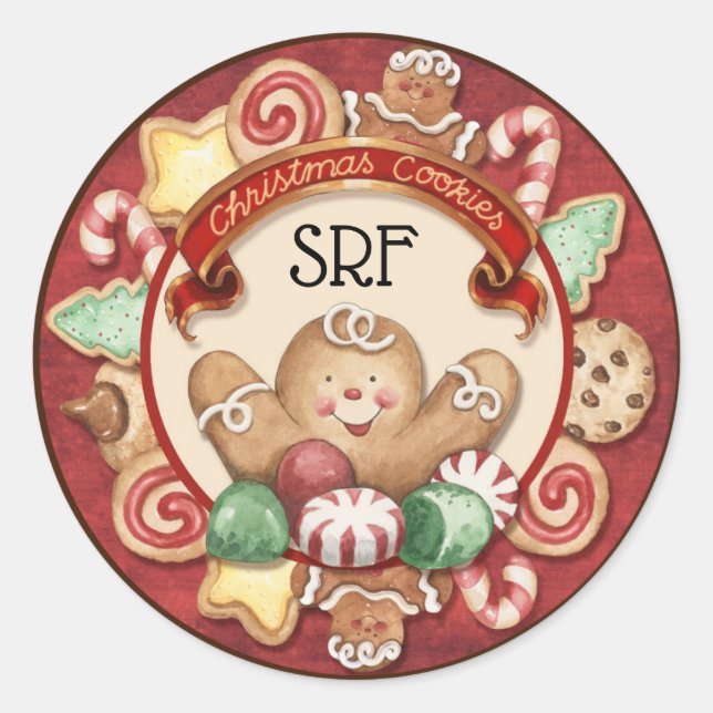 Adesivo Redondo Vinheta de Cookies de Natal (Frente)