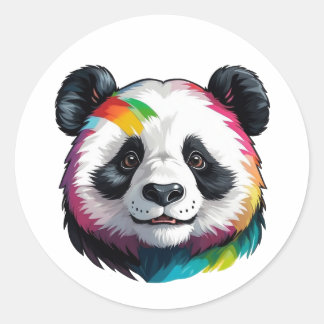 Adesivo Redondo vinheta de cor de água panda fofa