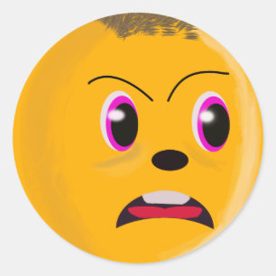 Adesivo Redondo Vinheta de cor Dourada com face triste