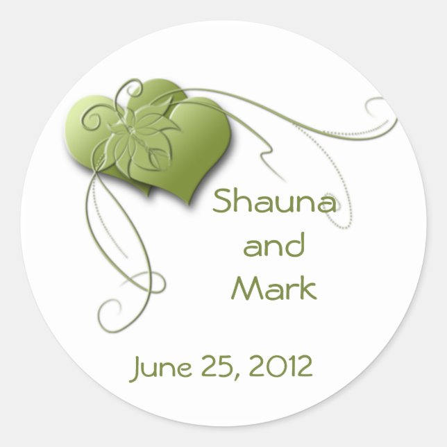 Adesivo Redondo Vinheta de Corações Verdes (Frente)