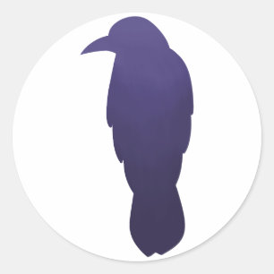 Adesivo Redondo Vinheta de Corvo com Gradação de Indigo