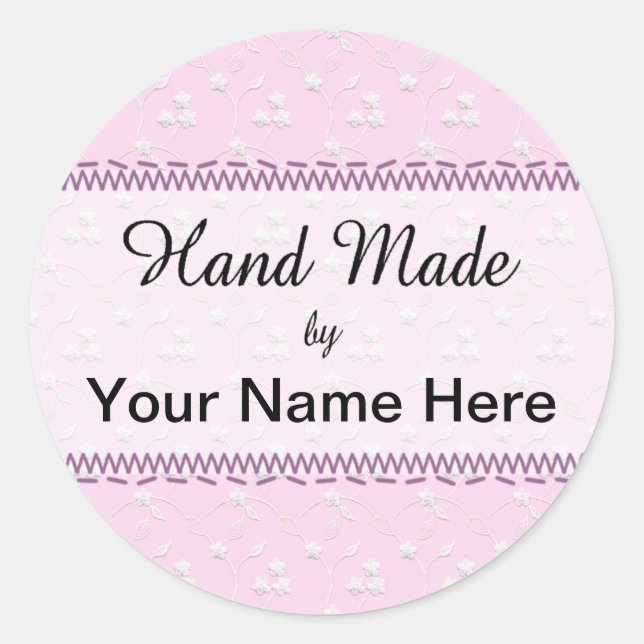 Adesivo Redondo Vinheta de costura manual (Frente)