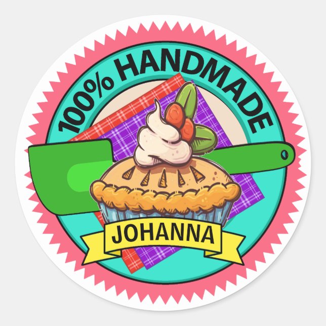 Adesivo Redondo Vinheta de cozinha caseira (Frente)