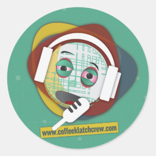Adesivo Redondo Vinheta de Crew de Café Klatch