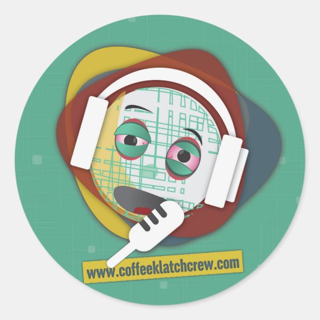 Adesivo Redondo Vinheta de Crew de Café Klatch (Frente)