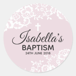 Adesivo Redondo Vinheta de cristalização de rendas brancas roxas