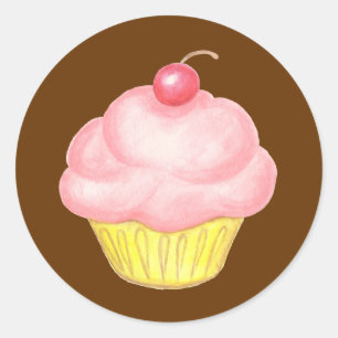 Adesivo Redondo Vinheta de Cupcake rosa