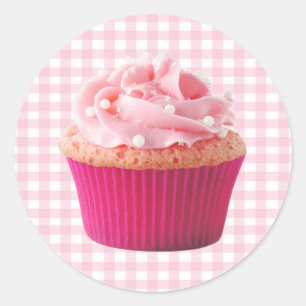 Adesivo Redondo Vinheta de Cupcake rosa