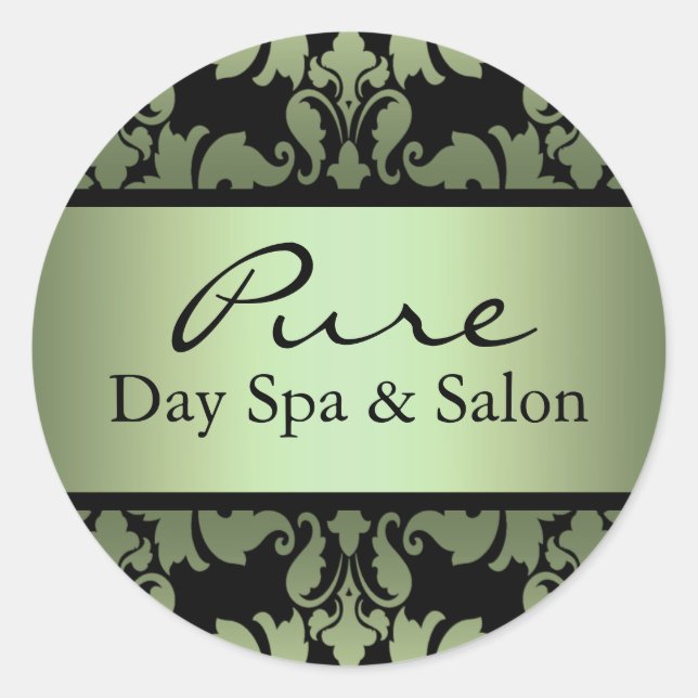Adesivo Redondo Vinheta de Damasco Verde (Frente)