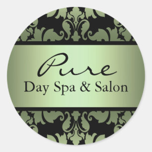 Adesivo Redondo Vinheta de Damasco Verde