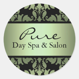 Adesivo Redondo Vinheta de Damasco Verde