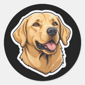 Adesivo Redondo Vinheta de desenho animado do Labrador Retriever