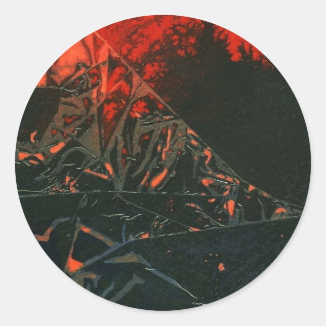Adesivo Redondo Vinheta de design abstrata "Swamp Fire #3" (Frente)