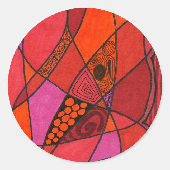 Adesivo Redondo Vinheta de design abstrato "Study in Reds" (Frente)