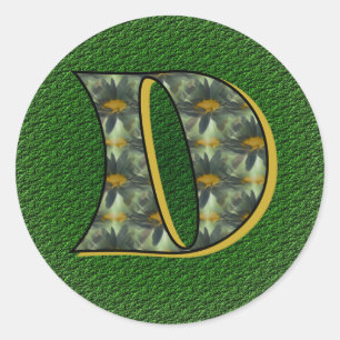 Adesivo Redondo Vinheta de Destis Pretos D Iniciais Monograma