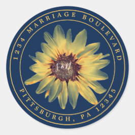 Adesivo Redondo Vinheta de Devolução de Girassol Russo