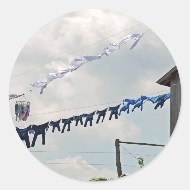 Adesivo Redondo Vinheta de Dia de Lavagem (Frente)