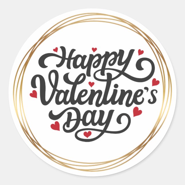 Adesivo Redondo Vinheta de dia dos namorados (Frente)